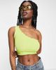 Collusion COLLUSION lettuce edge one shoulder top in olive-Green - 1