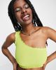 Collusion COLLUSION lettuce edge one shoulder top in olive-Green - 3
