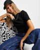 Collusion COLLUSION lettuce edge rib cotton t-shirt in black - BLACK - 4