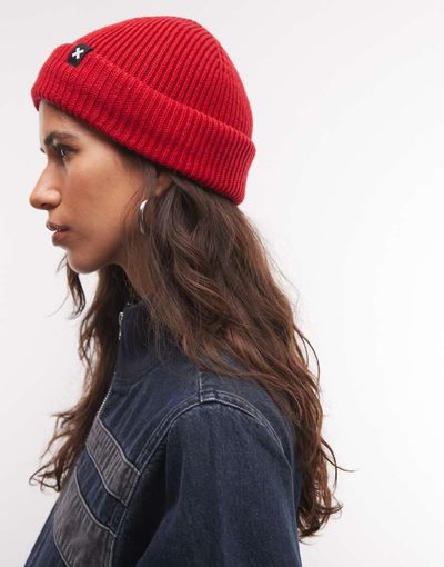 Collusion COLLUSION logo fisherman beanie in red