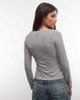 Collusion COLLUSION long sleeve fitted ruched front top in mono striped print-Multi - 4