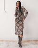 Collusion COLLUSION long sleeve mesh button up top in burgundy and lime plaid-Multi - 2