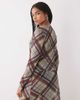 Collusion COLLUSION long sleeve mesh button up top in burgundy and lime plaid-Multi - 3
