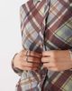 Collusion COLLUSION long sleeve mesh button up top in burgundy and lime plaid-Multi - 4