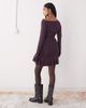 Collusion COLLUSION long sleeve mini dress in blue and burgundy stripe-Multi - 2