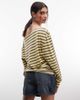 Collusion COLLUSION long sleeve off the shoulder top in lemon and gray stripes-Yellow - 3