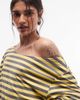 Collusion COLLUSION long sleeve off the shoulder top in lemon and gray stripes-Yellow - 4
