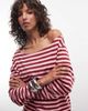 Collusion COLLUSION long sleeve off the shoulder top in pink and burgundy striped print-Yellow - 1