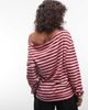 Collusion COLLUSION long sleeve off the shoulder top in pink and burgundy striped print-Yellow - 2