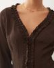 Collusion COLLUSION long sleeve ruffle blouse in brown - 4