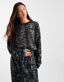 Collusion COLLUSION long sleeve T-shirt in washed tiger camo print-Multi