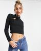 Collusion COLLUSION long sleeve tie front top with high neck in black - 1