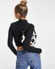 Collusion COLLUSION long sleeve tie front top with high neck in black - 3