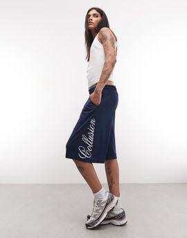 Collusion COLLUSION longline baggy airtex jorts in navy