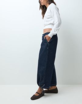 Collusion COLLUSION longline culotte in rinse denim-Navy