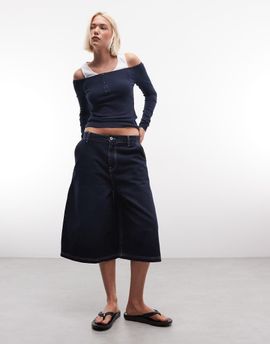 Collusion COLLUSION longline jorts in rinsewash-Navy