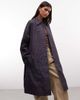 Collusion COLLUSION longline trench coat in brown & blue plaid - 1