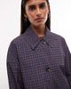 Collusion COLLUSION longline trench coat in brown & blue plaid - 3