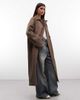 Collusion COLLUSION longline trench jacket in brown - 1