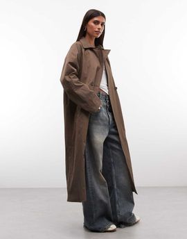 Collusion COLLUSION longline trench jacket in brown