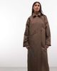Collusion COLLUSION longline trench jacket in brown - 3