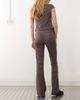Collusion COLLUSION low rise ruched fold-over yoga pants in chocolate stripe-Brown - 3
