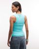 Collusion COLLUSION low V-neck exposed seam ribbed tank top in aqua-Blue - 4