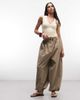 Collusion COLLUSION low v neck exposed seam ribbed tank top in buttermilk-Yellow - 2