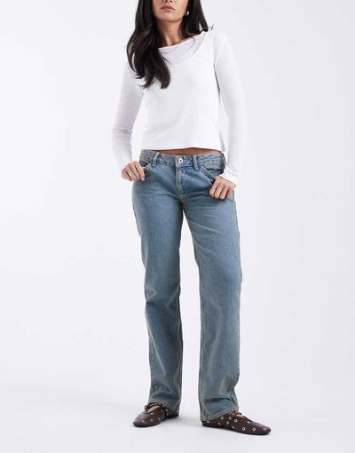 Collusion COLLUSION low waist loose fit jeans in dirty blue