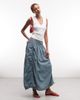 Collusion COLLUSION maxi skirt with channel details in blue check - 1