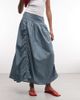 Collusion COLLUSION maxi skirt with channel details in blue check - 2