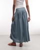 Collusion COLLUSION maxi skirt with channel details in blue check - 4