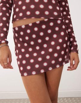 Collusion COLLUSION micro skirt in blur polka dot-Multi