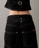 Collusion COLLUSION mid rise jeans with orange contrast turn up hem in dark blue-Navy - 4