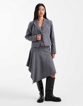 Collusion COLLUSION midi skirt in gray pinstripes