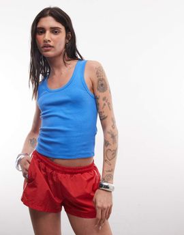 Collusion COLLUSION mini track nylon shorts in red