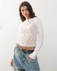 Collusion COLLUSION mixed textures lace raglan t-shirt-White - 1