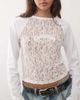 Collusion COLLUSION mixed textures lace raglan t-shirt-White - 4