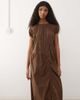 Collusion COLLUSION multi channel short sleeve midi dress in brown - 3