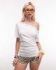 Collusion COLLUSION off-shoulder top with cinched waist and eyelets in white - 1