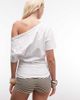 Collusion COLLUSION off-shoulder top with cinched waist and eyelets in white - 4