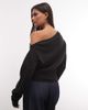 Collusion COLLUSION off shoulder knitted top in black - 4
