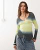 Collusion COLLUSION ombre knited long sleeve wrap top-Red - 1