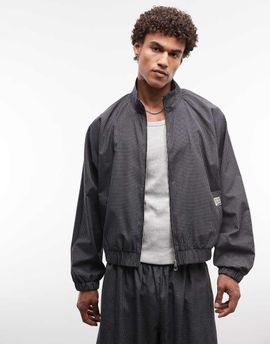 Collusion COLLUSION oversized hooded track jacket in black plaid
