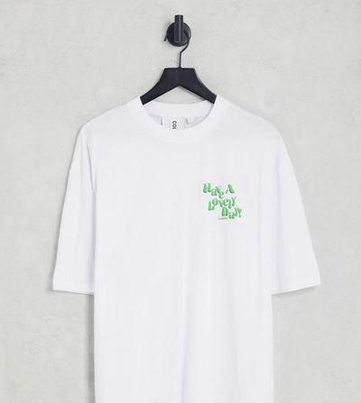 Collusion COLLUSION oversized t-shirt with lovely day print in white