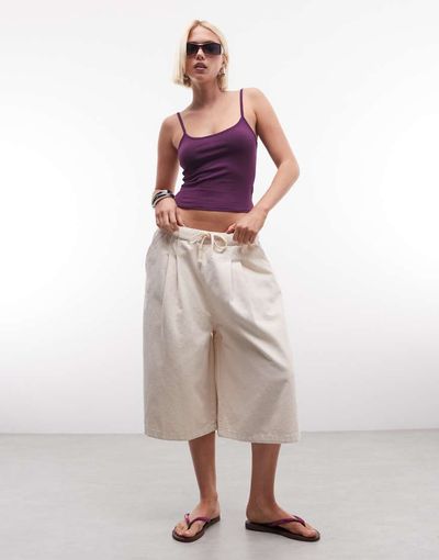 Collusion COLLUSION pleated balloon shorts in ivory-White