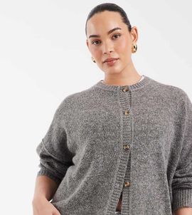 Collusion COLLUSION plus boxy knitted cardi in gray