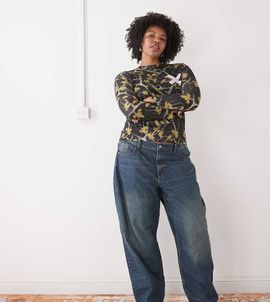 Collusion COLLUSION Plus camo print airtex long sleeve top-Green