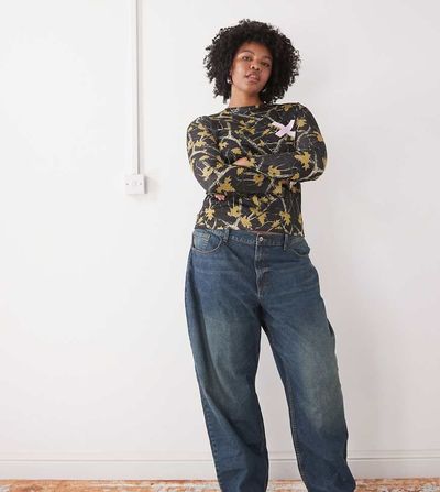 Collusion COLLUSION Plus camo print airtex long sleeve top-Green