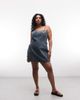 Collusion COLLUSION Plus denim wrap dress in mid wash-Blue - 3